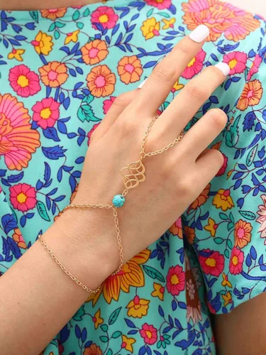 Vista 2 de Obmyec - Pulsera para mujer, diseño bohemio, color turquesa