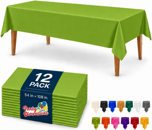 Vista 51 de Party Dimensions Mantel de plástico negro, paquete de 12 manteles rectangulares desechables de 54 x 108 pulgadas para mesas de 6 a 8 pies