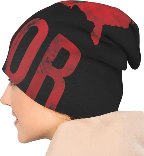 Vista 7 de Morish American America Amexem Marroquí Beanie Sombreros Hombres Navidad Sombreros Térmicos Unisex Sombrero de Punto Negro, Negro