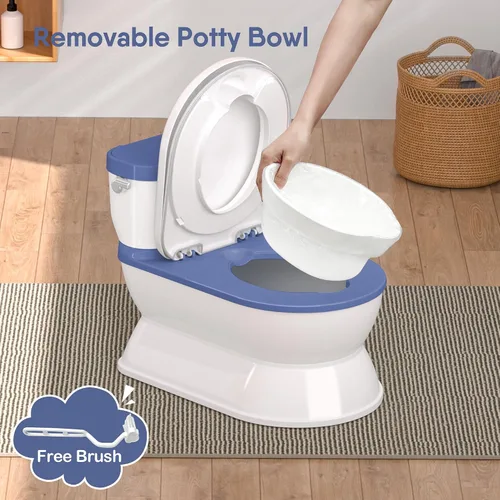 Vista 5 de CheerTry Inodoro de Entrenamiento para Niños Pequeños 2 en 1 - Silla de Baño Más Grande y Asiento de Entrenamiento Desmontable para Niños y Niñas
