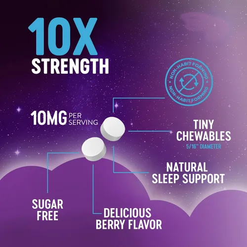 Vista 3 de Suplementos de apoyo para dormir de melatonina – Melatonina de disolución rápida de 10 mg por porción para adultos – Tabletas de melatonina