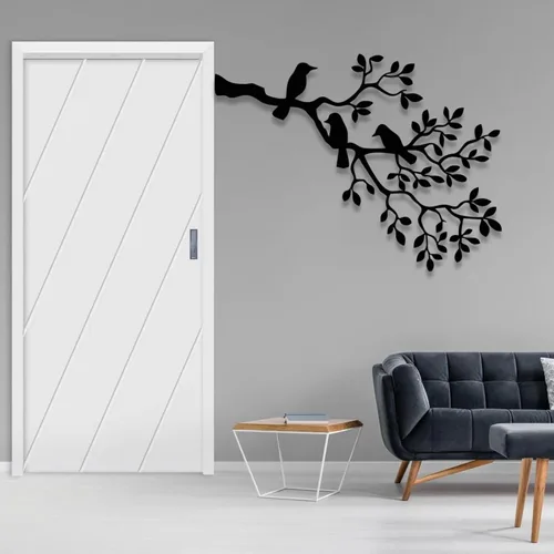 Vista 7 de Arte de pared de pájaro de metal, pájaros en rama, ramas metálicas, arte de pared de rama de árbol de metal, arte de pared de metal, arte de pared
