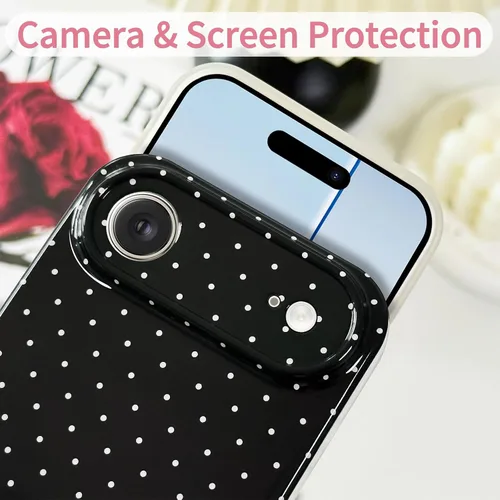 Vista 3 de Hython Funda para iPhone Air, diseño estético de lunares lindos, funda simple de 6.5 pulgadas, delgada, antiarañazos, parachoques de TPU suave, a