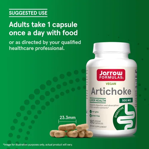 Vista 7 de Jarrow Formulas Alcachofa 500 mg - Extracto de alcachofa estandarizado - 180 porciones (cápsulas vegetales) que apoyan la salud y la digestión