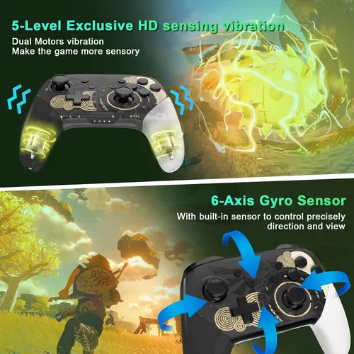 Vista 7 de BELOPERA Switch Pro Controller Compatible with Switch OLEDLITE Controller, Wireless Pro Controller for Switch, Rechargeable Remote Controller with
