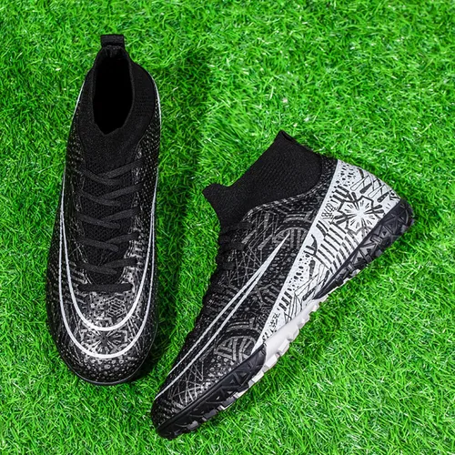 Vista 6 de Zapatos de fútbol para hombre, con cordones, antideslizantes, para interiores, fútbol sala, TF, tacos de césped