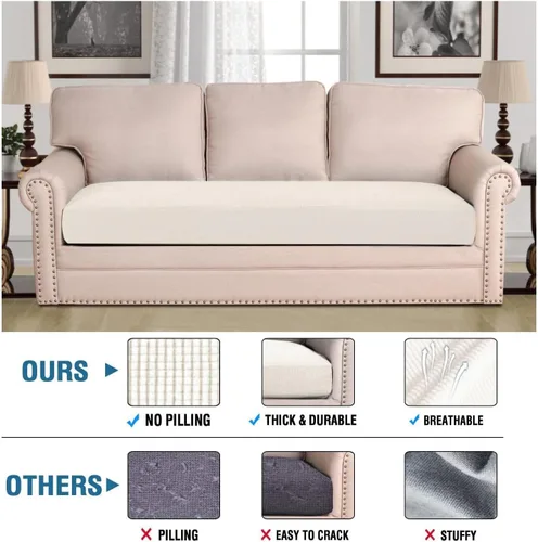 Vista 509 de H.VERSAILTEX Fundas de Cojín de Asiento Individuales Super Elásticas Fundas de Sofá Fundas de Cojín de Sofá Fundas Deslizables Juegos Tela de Sarga