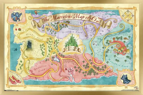 Vista 14 de The Wizard Of Oz - Póster de pared de mapa, 22.4 pulgadas de largo x 14.7 pulgadas de ancho, versión enmarcada de madera de granero