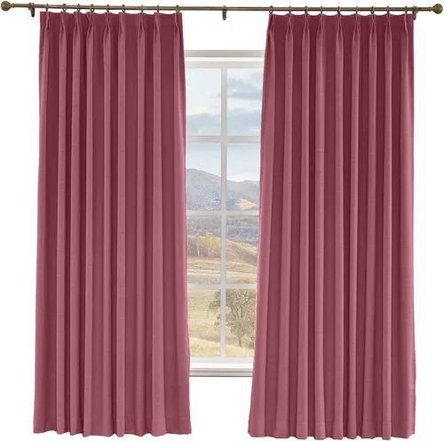 Vista 8 de Macochico Cortinas opacas de lino sintético de 52 pulgadas de ancho x 63 pulgadas de largo, panel de cortinas plisadas para dormitorio, aulas