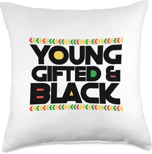 Vista 4 de Young Gifted and Black African American Melanin History Throw Pillow