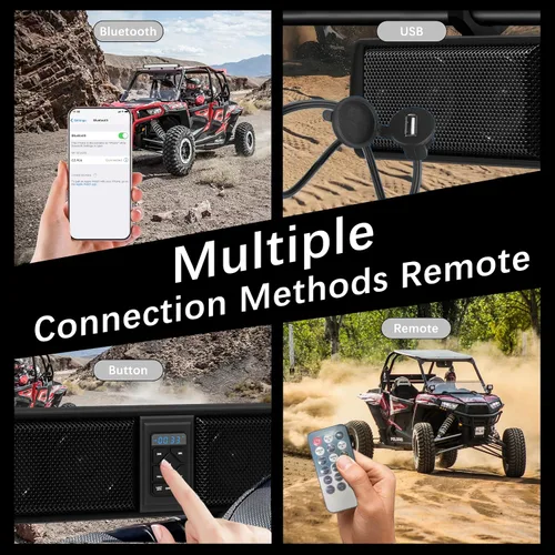Vista 3 de UTV, barra de sonido ATV, altavoces Bluetooth impermeable con iluminación RGB, altavoz Bluetooth de 28 pulgadas con IP65 impermeable montaje