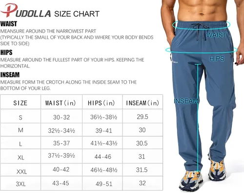 Vista 7 de Pudolla Pantalones deportivos de correr para hombre con cintura elástica y bolsillos con cremallera