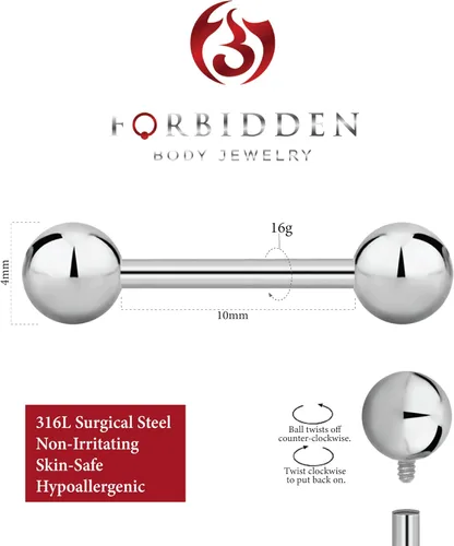 Vista 12 de Piercing para el cuerpo de titanio con rosca interna de 0.45 a 0.63 onzas (se vende individualmente)