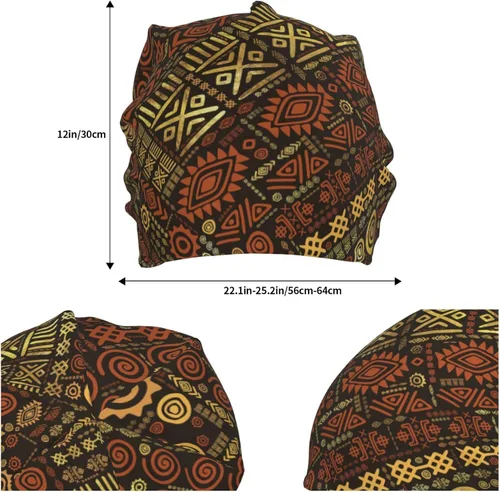 Vista 14 de Gorro africano holgado para adultos, tejido elástico, de calavera, gorro de invierno para exteriores para mujeres y hombres