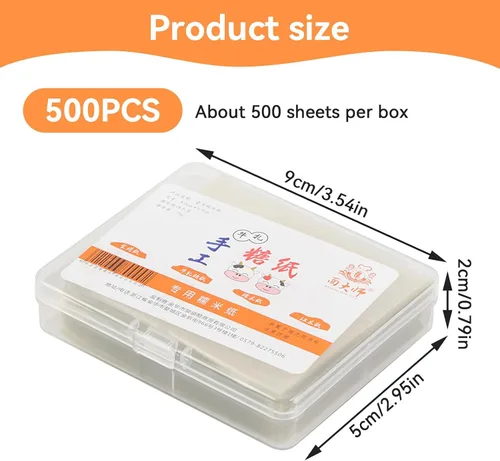 Vista 2 de 500 piezas de papel comestible para pasteles, papel de oblea de arroz comestible de turrón hecho a mano para hacer dulces y chocolates