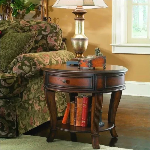 Vista 2 de Hooker Furniture Brookhaven - Lámpara redonda de color cereza transparente envejecida