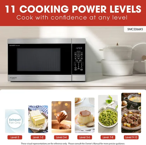 Vista 3 de SHARP Horno microondas para encimera con plato giratorio extraíble de 16.5 pulgadas, 1200 vatios, 2.2 pies cúbicos, acero inoxidable Acero