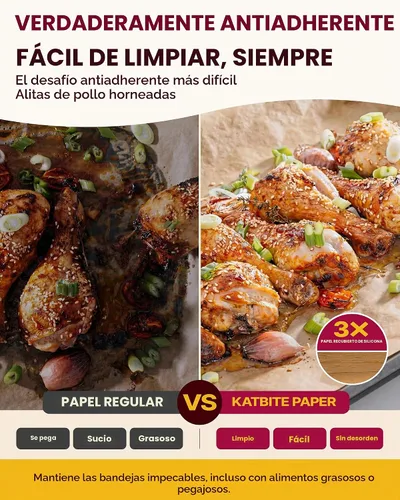 Vista 5 de Katbite 200 piezas de papel pergamino, papel de hornear sin blanquear de 8 x 8 pulgadas, resistente al aceite y fácil de limpiar, hojas de papel