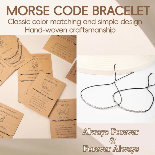 Vista 4 de SANNYRA Pulsera con código morse para mujer, pulseras a juego para 2 parejas, My Person Bestie Sister I Love You, mensaje secreto, amistad, pulsera