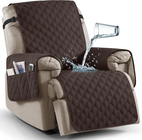 Vista 18 de Ruaozz Funda para Silla Reclinable 100% Impermeable Antideslizante Funda Reclinable para Silla Reclinable Funda de Asiento de Silla Lavable con Beige