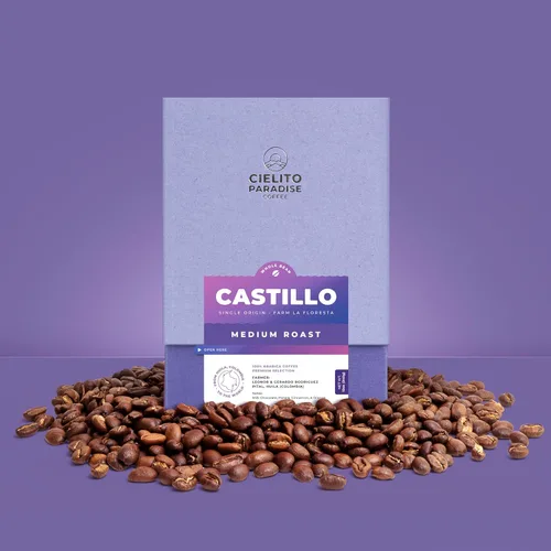 Vista 6 de Cielito Paradise Castillo Café – Grano entero de tostado medio de Huila Colombia, sedoso con chocolate con leche, panela, canela y naranja, 12 onzas