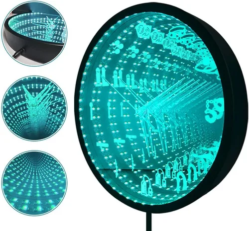 Vista 3 de The Geeky Days Accesorios para tienda de sexo, espejo infinito interestelar, reloj de pared luminoso, erótico, íntimo, juego de rol, herramientas