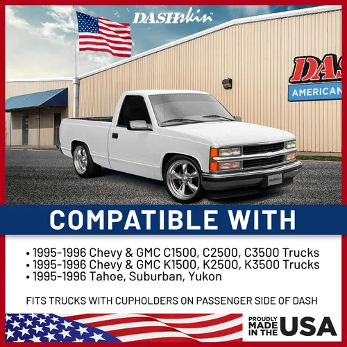 Vista 3 de DashSkin Cubierta para salpicadero compatible con SUV y camionetas GM 95-96 en color negro, tapa de plástico moldeado duro para salpicadero