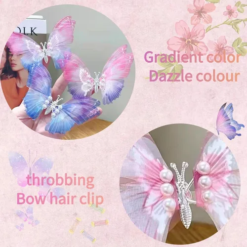 Vista 4 de 6 pinzas grandes de mariposa para el cabello para niñas y mujeres, grandes antideslizantes y fuertes pinzas de metal para el cabello, pinzas