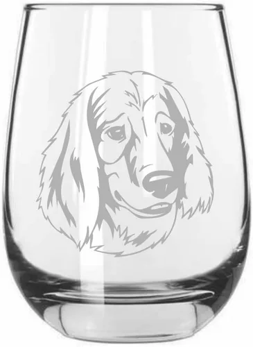 Vista 440 de Shar Pei (chino) - Vaso de vino sin tallo grabado para perro, 15.25 onzas