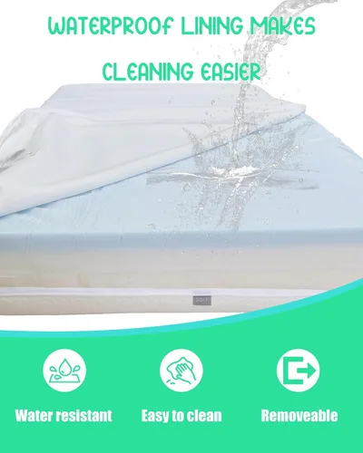 Vista 4 de Mecc ecoh Mini colchón para cuna – Funda transpirable de bambú impermeable, colchón de espuma viscoelástica refrescante, soporte fuerte de doble