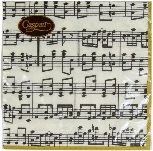 Vista 8 de Entertaining with Caspari Musica - Servilletas de cóctel de papel, paquete de 20, color negro