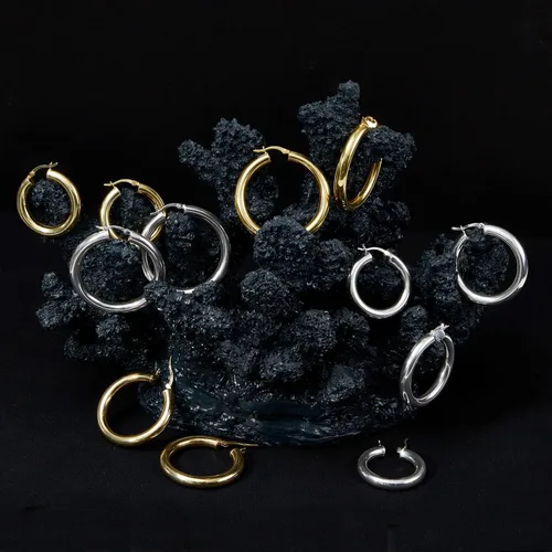 Vista 2 de Aretes de aro para mujer, aretes de plata de ley con cierre resistente, sin níquel ni plomo, aretes de aro para mujer para regalo de cumpleaños