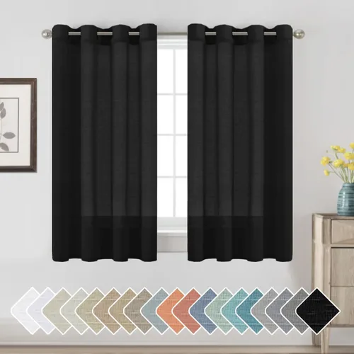 Vista 75 de H.VERSAILTEX Cortinas de lino de mezcla natural para sala de estar/cortinas de lino semitransparentes reductoras de luz de 54 pulgadas de largo