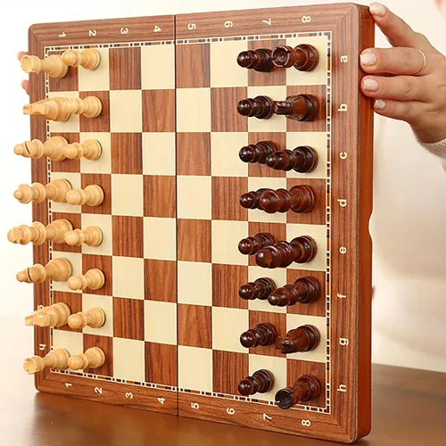 Vista 6 de Juego de ajedrez de lujo de 15 pulgadas, tablero de torneo plegable con caja de almacenamiento y 2 reinas adicionales, para adultos, principiantes