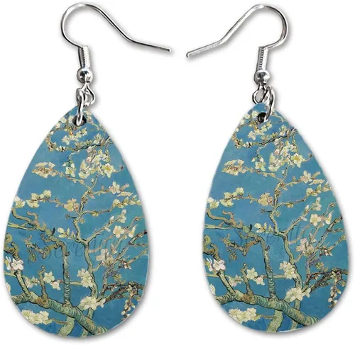Vista 35 de Van Gogh - Juego de aretes colgantes divertidos Lindos aretes de joyería para niñas y mujeres Impresión de doble cara Regalo de cumpleaños