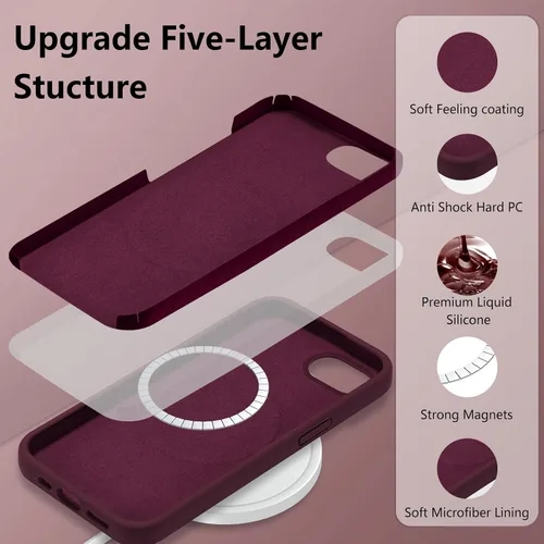 Vista 602 de Funda magnética de silicona para iPhone 13 Pro, color blanco antiguo [Compatible con Magsafe] [Forro de microfibra suave antiarañazos], funda