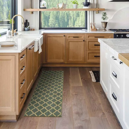 Vista 4 de Ottomanson Glamour Collection - Alfombra para cocina, baño y pasillo, antideslizante, diseño de enrejado marroquí contemporáneo