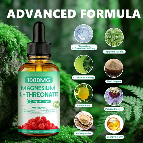 Vista 2 de L-treonato de magnesio 1000 mg, treonato de magnesio enriquecido con teanina, apigenina y bálsamo de limón, diseñado para apoyar la salud