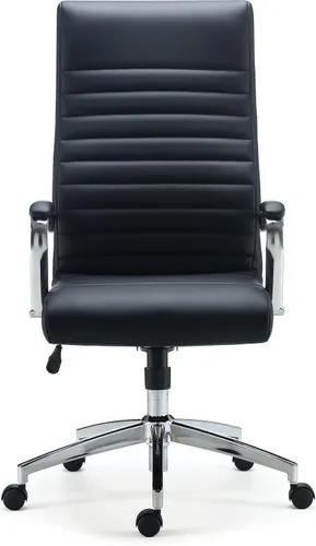 Vista 4 de STAPLES Bentura - Silla ergonómica de oficina ejecutiva y gerente, respaldo alto, altura ajustable, cuero regenerado, color negro