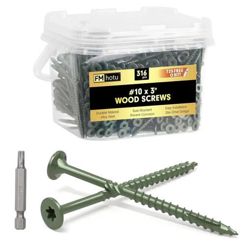 Vista 54 de #10 x 2-1/2" Tornillos para Terraza, 108 Piezas Tornillos para Madera con Cabeza Estrella, Tornillos para Madera Resistentes al Óxido para Negro