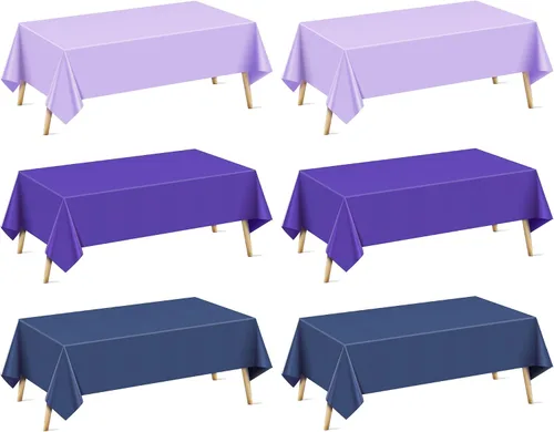 Vista 46 de Mantel rectangular de la serie azul y verde, 4 piezas, 54 x 72 pulgadas, color sólido, impermeable y a prueba de derrames, mantel de plástico