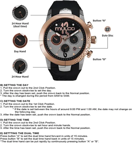Vista 6 de MULCO Watches for Women - Lady D - Silver Stainless Steel Case with Wrist Silicone Band, Large Face with Mother of Pearl and Rose Gold, Quartz
