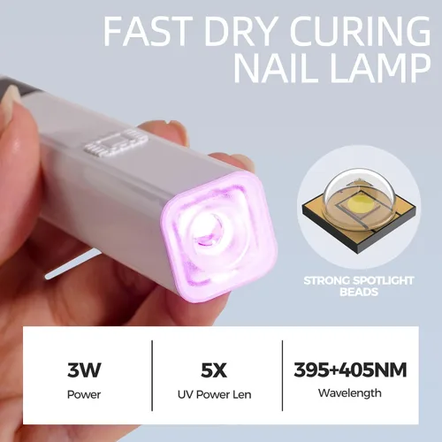 Vista 4 de Oneleaf Lámpara de uñas recargable inalámbrica con soporte ajustable, secador de uñas LED portátil para esmalte de gel, temporizador digital