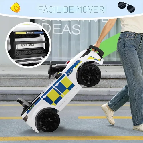 Vista 6 de TOBBI Coche eléctrico de policía para que los niños conduzcan con control