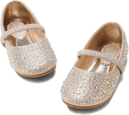 Vista 9 de DREAM PAIRS Zapatos planos Mary Jane con diamantes de imitación para niñas
