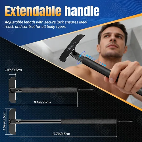 Vista 7 de VEYLA Afeitadora de espalda sin níquel para hombre, negro mate, paquete