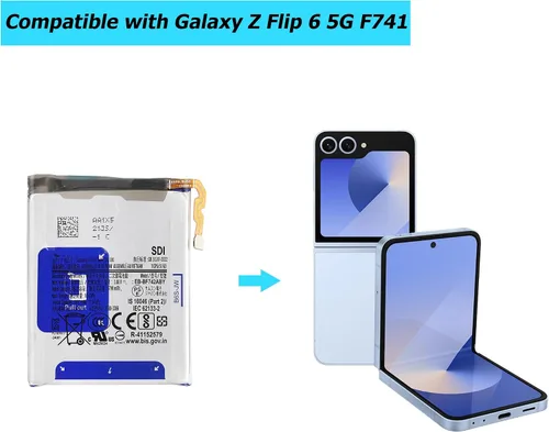 Vista 5 de EB-BF742ABE - Batería de repuesto compatible con Samsung Galaxy Z Flip 6 5G F741 con kit de herramientas técnicas