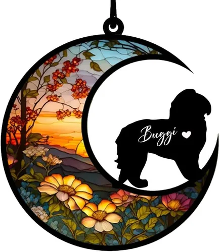 Vista 6 de Atrapasoles conmemorativos personalizados para perros Akita, nombre de perro personalizado, adorno de pérdida de perro, regalo para amantes