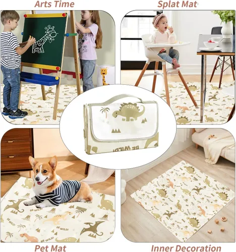 Vista 3 de Insular Tapete para salpicaduras de bebé para debajo de la silla alta, artes/manualidades, tapete antideslizante e impermeable para piso, tapete