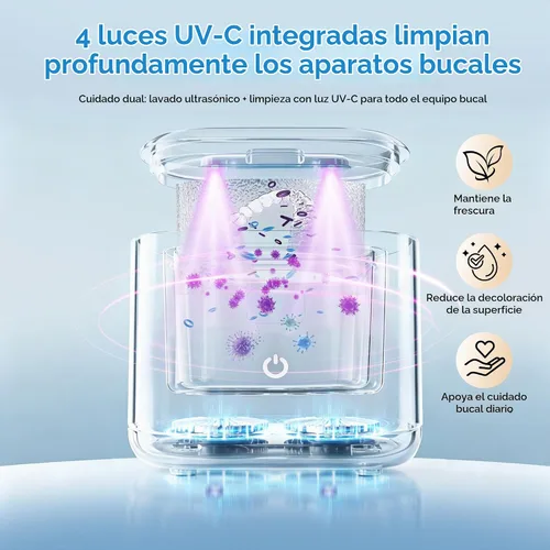 Vista 9 de Ultrasonic Retainer Cleaner Machine, 48kHz Dental Ultrasonic Cleaner Care Gray